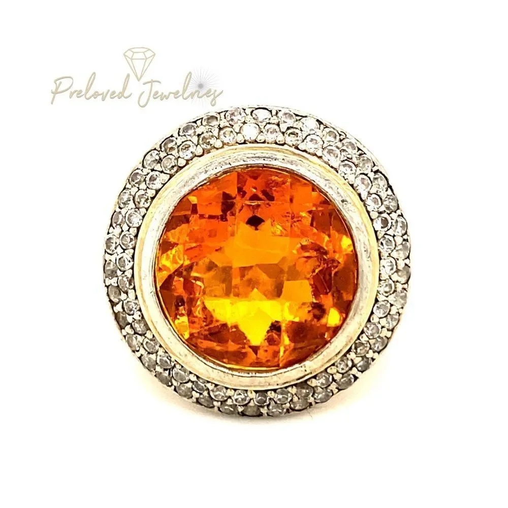 Stunning Citrine / Cz Cable Ring‎